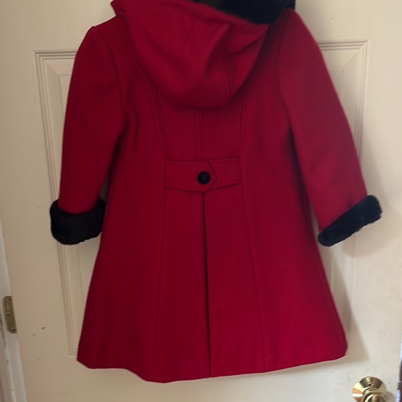 Red Kids Coat with Black Trim - Picture 3 of 6